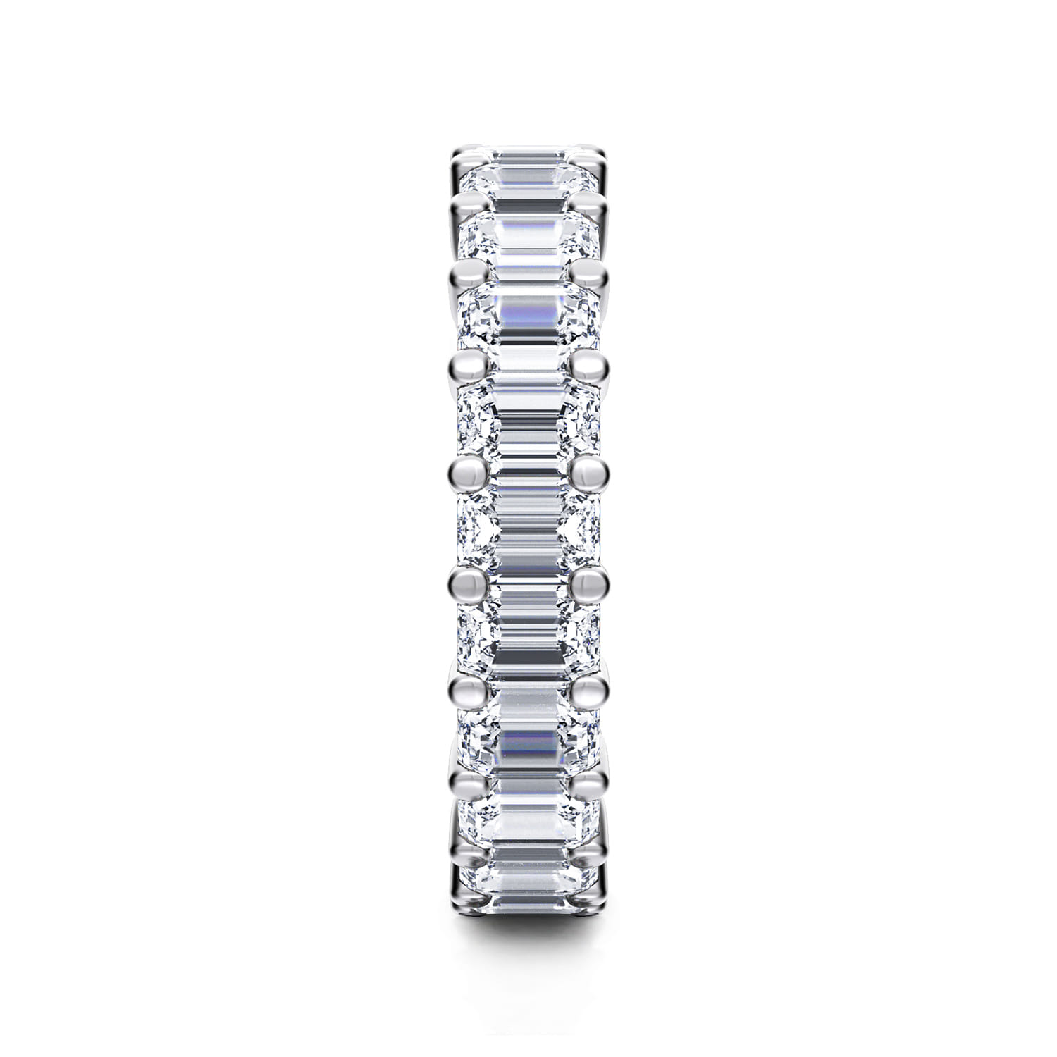 Eternity Band Wedding Ring in 14k White Gold with Emerald Cut Natural Diamond at Gabriel & Co. - Shot 4