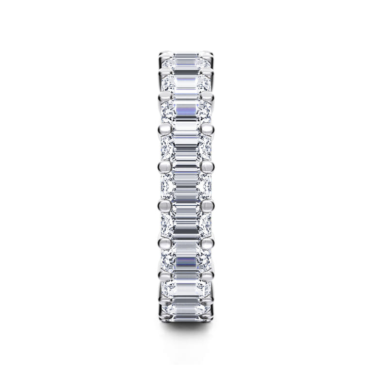 Eternity Band Wedding Ring in 14k White Gold with Emerald Cut Natural Diamond at Gabriel & Co. - Shot 4
