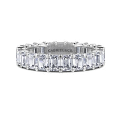 Evora - 14K White Gold Shared Prong Emerald Cut Diamond Eternity Band