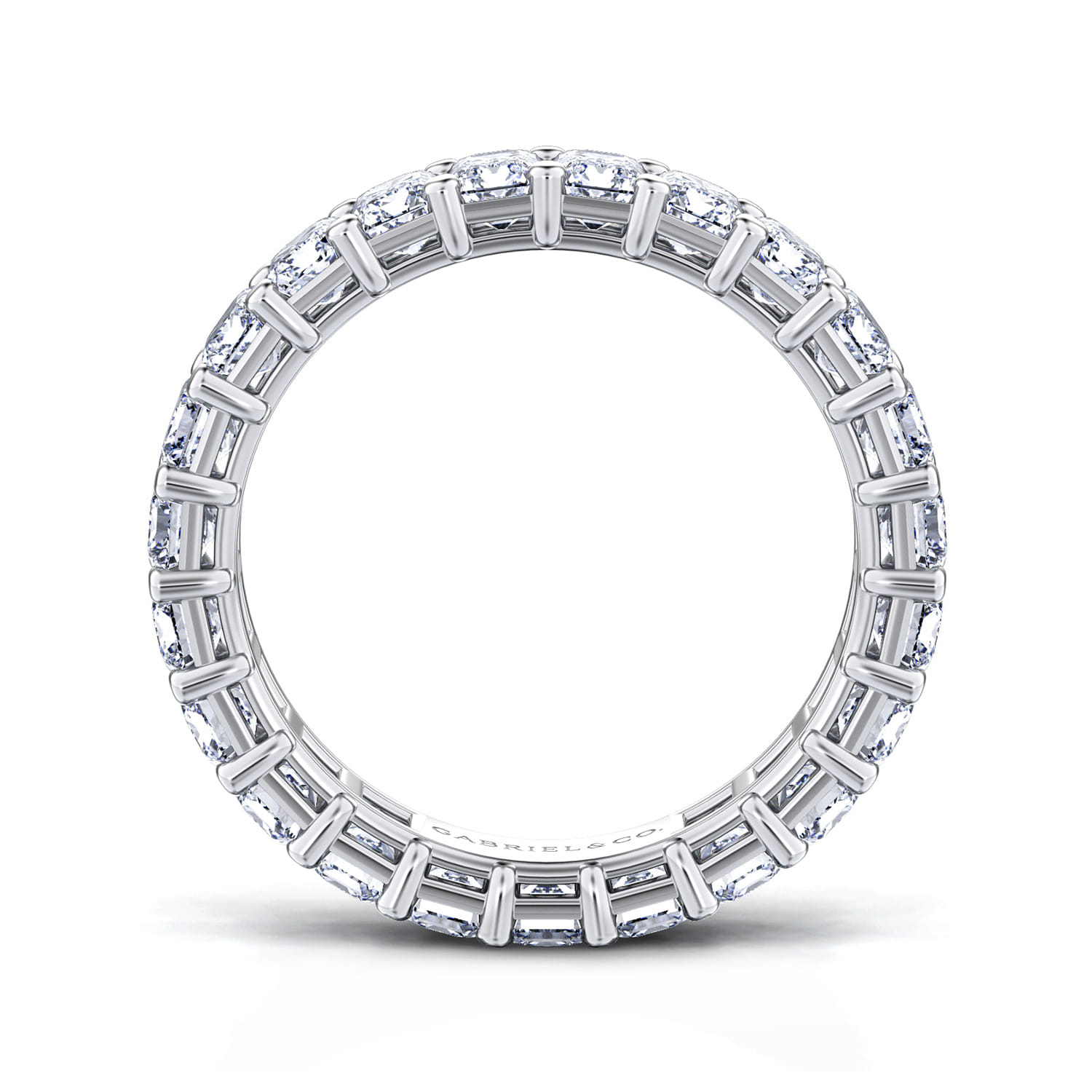 Eternity Band Wedding Ring in 14k White Gold with Emerald Cut Natural Diamond at Gabriel & Co. - Shot 2