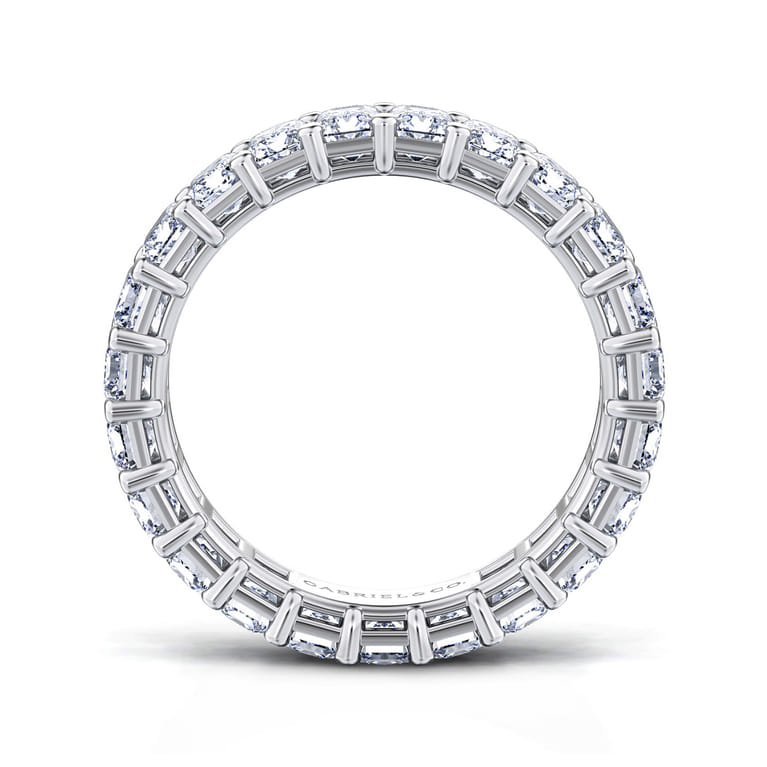 Eternity Band Wedding Ring in 14k White Gold with Emerald Cut Natural Diamond at Gabriel & Co. - Shot 2