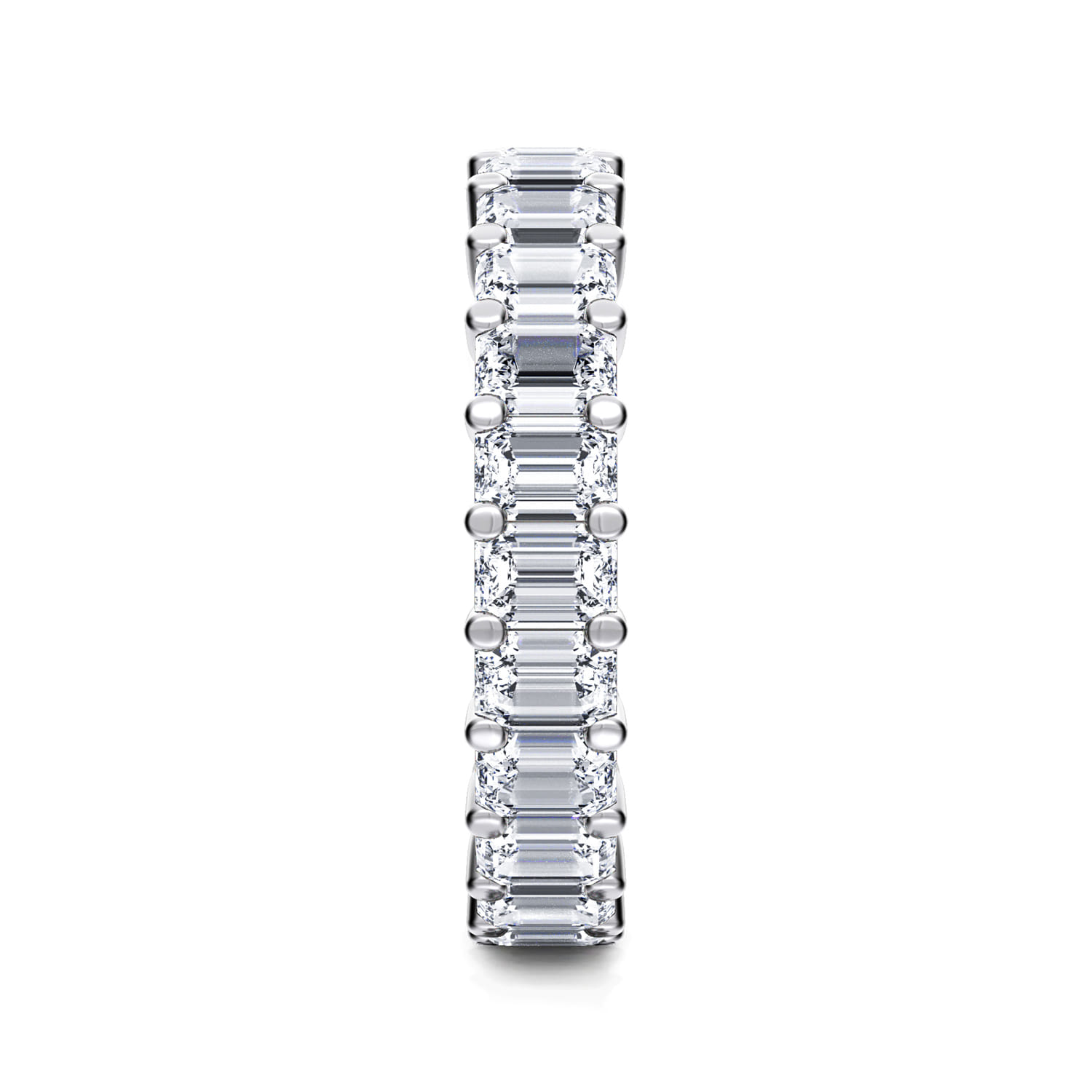 Eternity Band Wedding Ring in 14k White Gold with Emerald Cut Natural Diamond at Gabriel & Co. - Shot 4