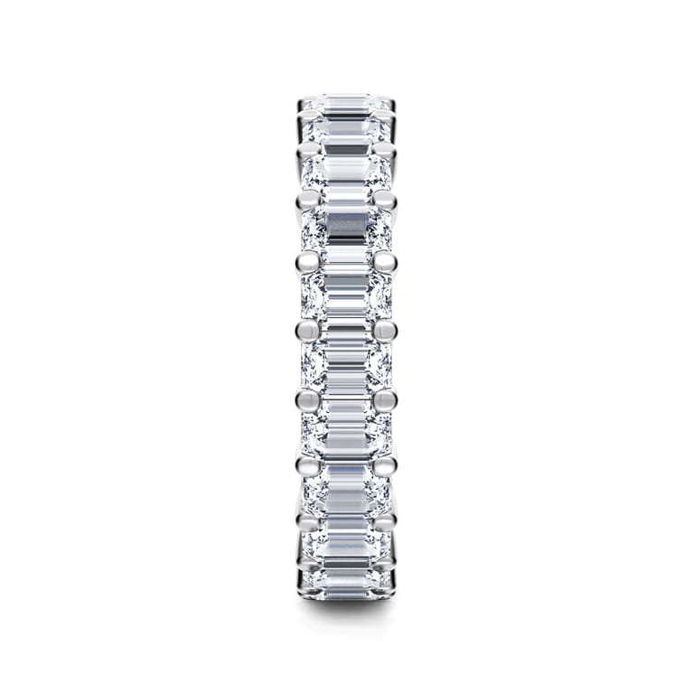 Eternity Band Wedding Ring in 14k White Gold with Emerald Cut Natural Diamond at Gabriel & Co. - Shot 4