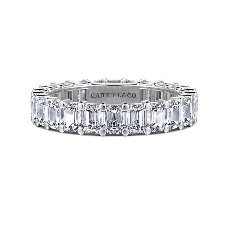 Eternity Band Wedding Ring in 14k White Gold with Emerald Cut Natural Diamond at Gabriel & Co. - Shot 1