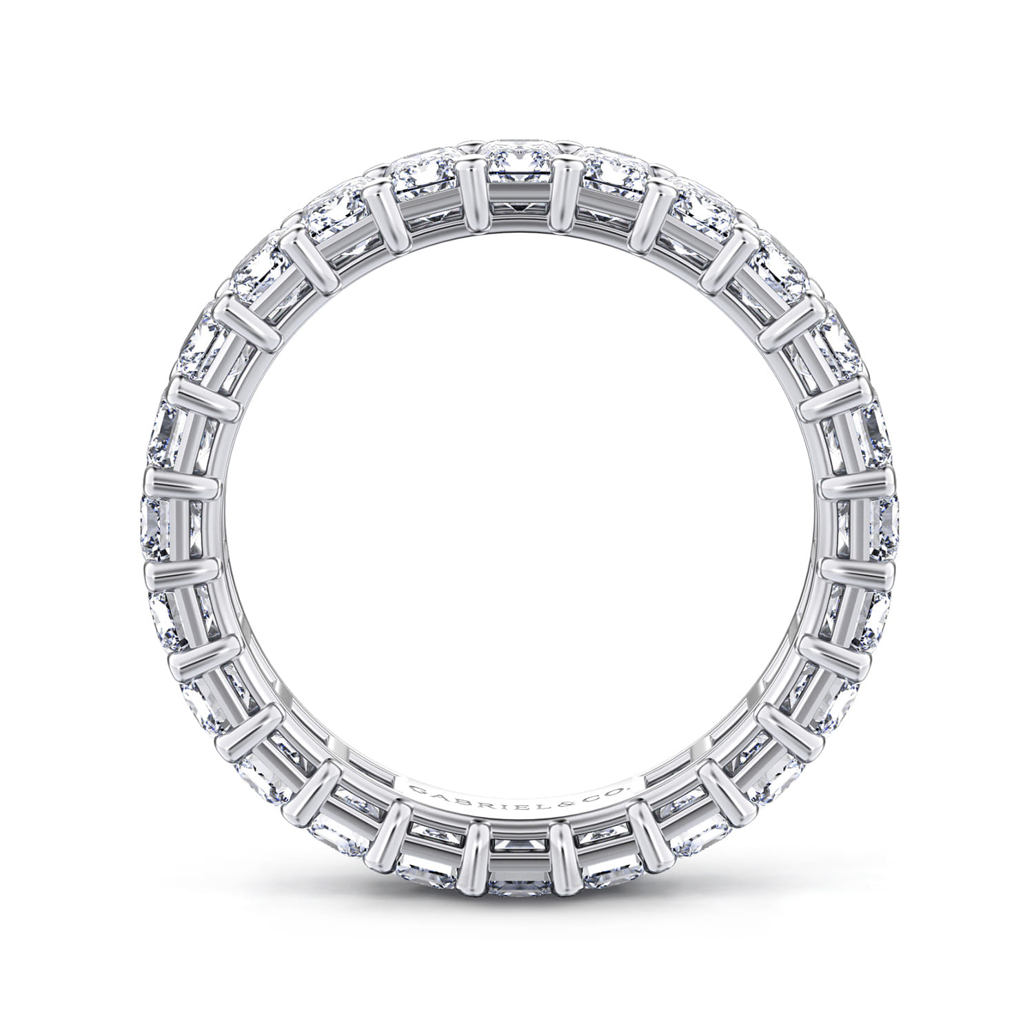 Eternity Band Wedding Ring in 14k White Gold with Emerald Cut Natural Diamond at Gabriel & Co. - Shot 2
