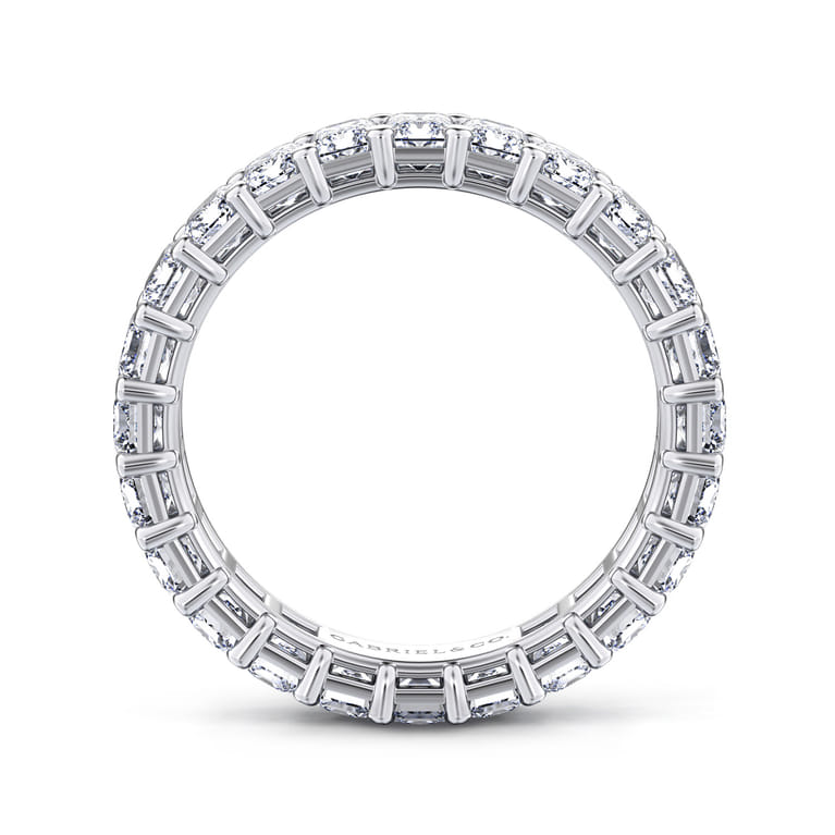 Eternity Band Wedding Ring in 14k White Gold with Emerald Cut Natural Diamond at Gabriel & Co. - Shot 2