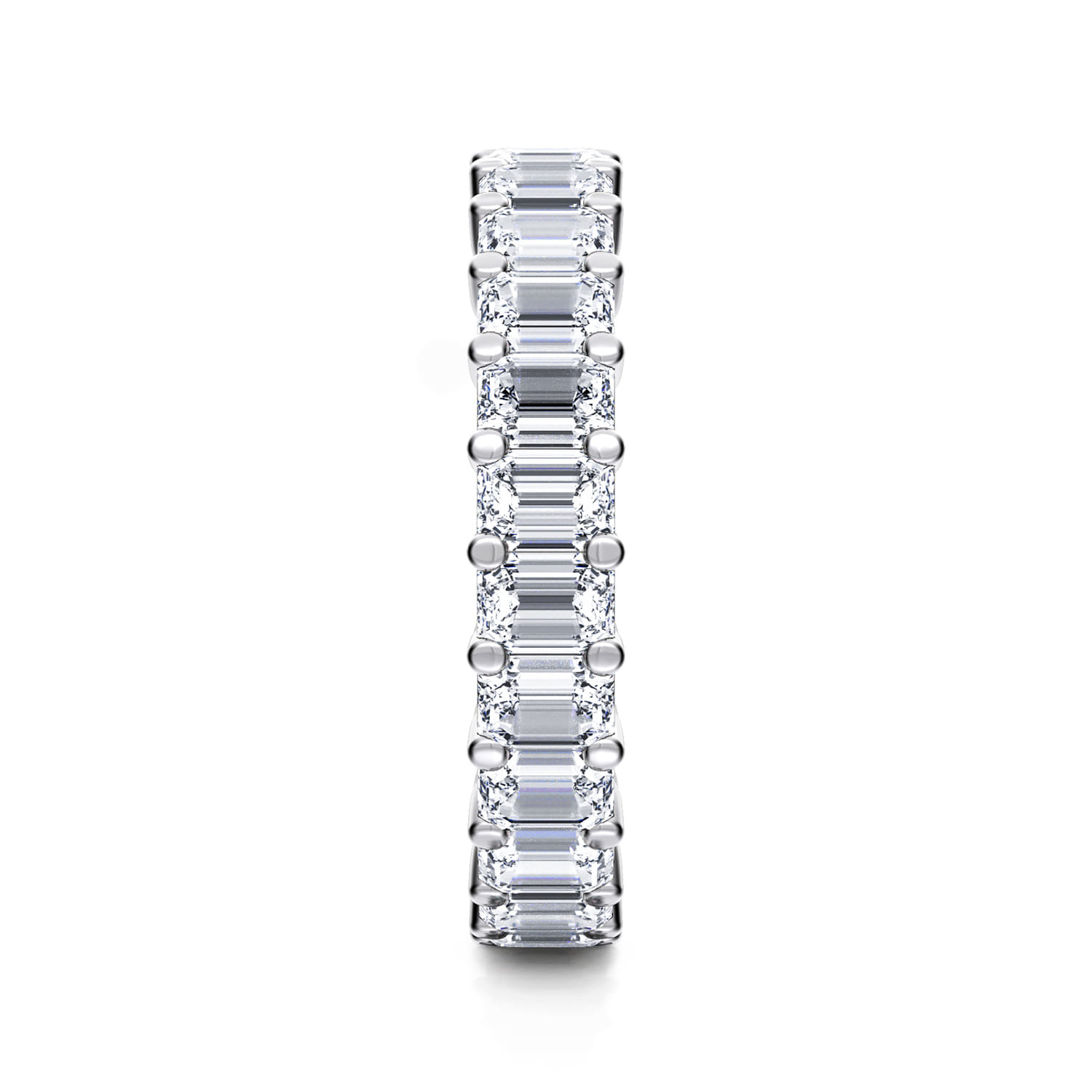 Eternity Band Wedding Ring in 14k White Gold with Emerald Cut Natural Diamond at Gabriel & Co. - Shot 4