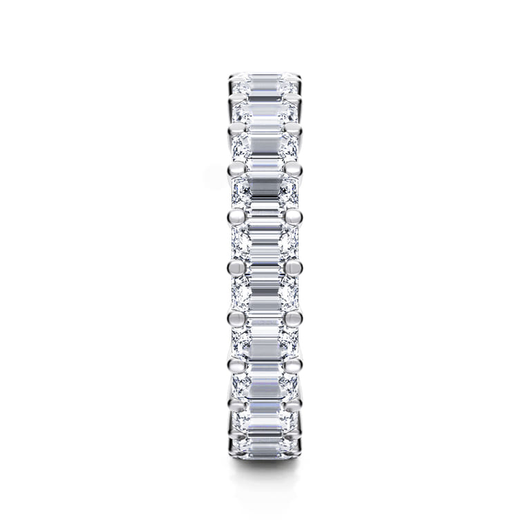 Eternity Band Wedding Ring in 14k White Gold with Emerald Cut Natural Diamond at Gabriel & Co. - Shot 4