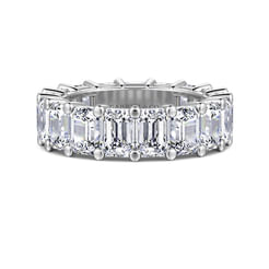 14K White Gold Shared Prong Emerald Cut Diamond Eternity Band
