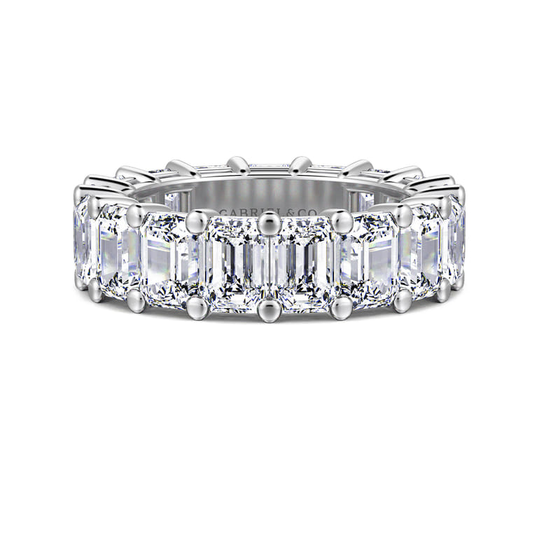 Eternity Band Wedding Ring in 14k White Gold with Emerald Cut Natural Diamond at Gabriel & Co. - Shot 1