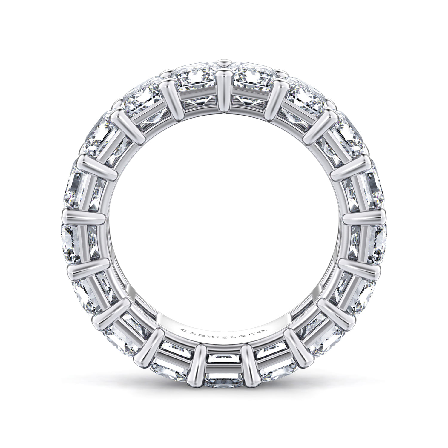 Eternity Band Wedding Ring in 14k White Gold with Emerald Cut Natural Diamond at Gabriel & Co. - Shot 2