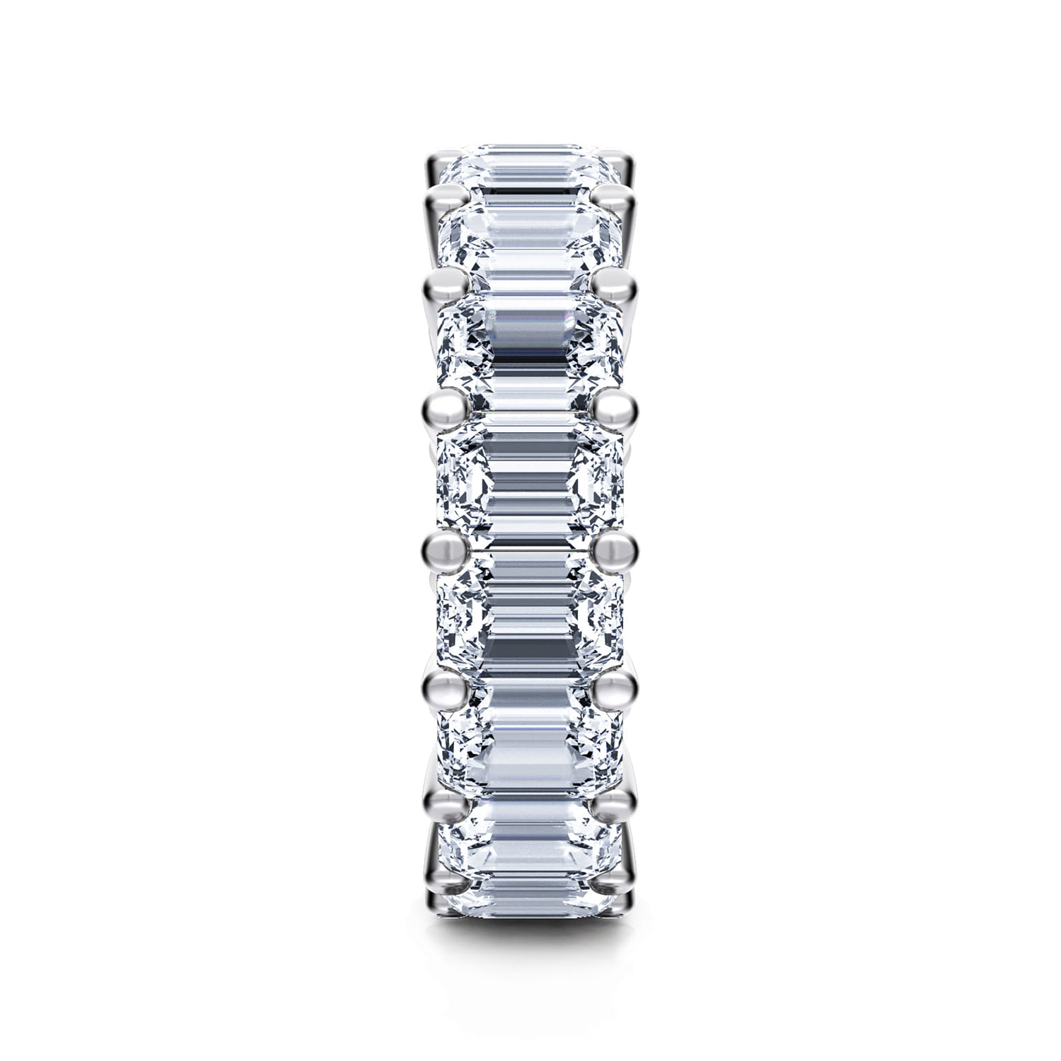 Eternity Band Wedding Ring in 14k White Gold with Emerald Cut Natural Diamond at Gabriel & Co. - Shot 4
