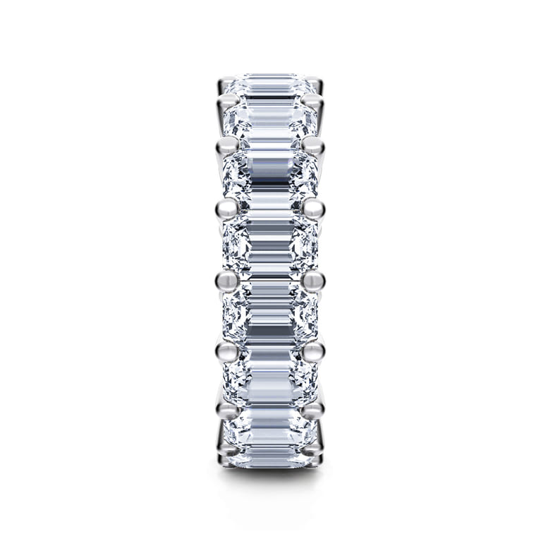 Eternity Band Wedding Ring in 14k White Gold with Emerald Cut Natural Diamond at Gabriel & Co. - Shot 4