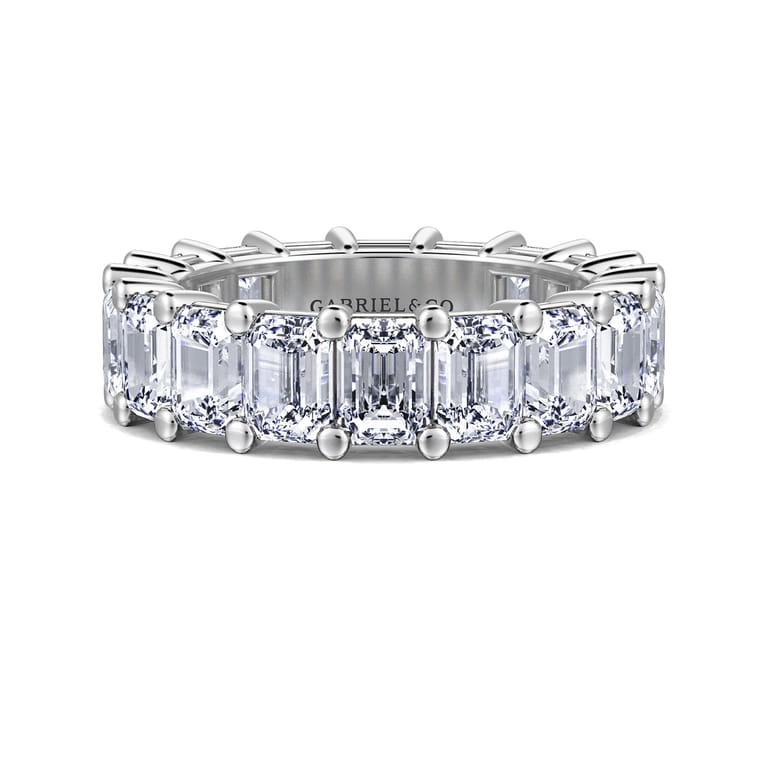 Eternity Band Wedding Ring in 14k White Gold with Emerald Cut Natural Diamond at Gabriel & Co. - Shot 1