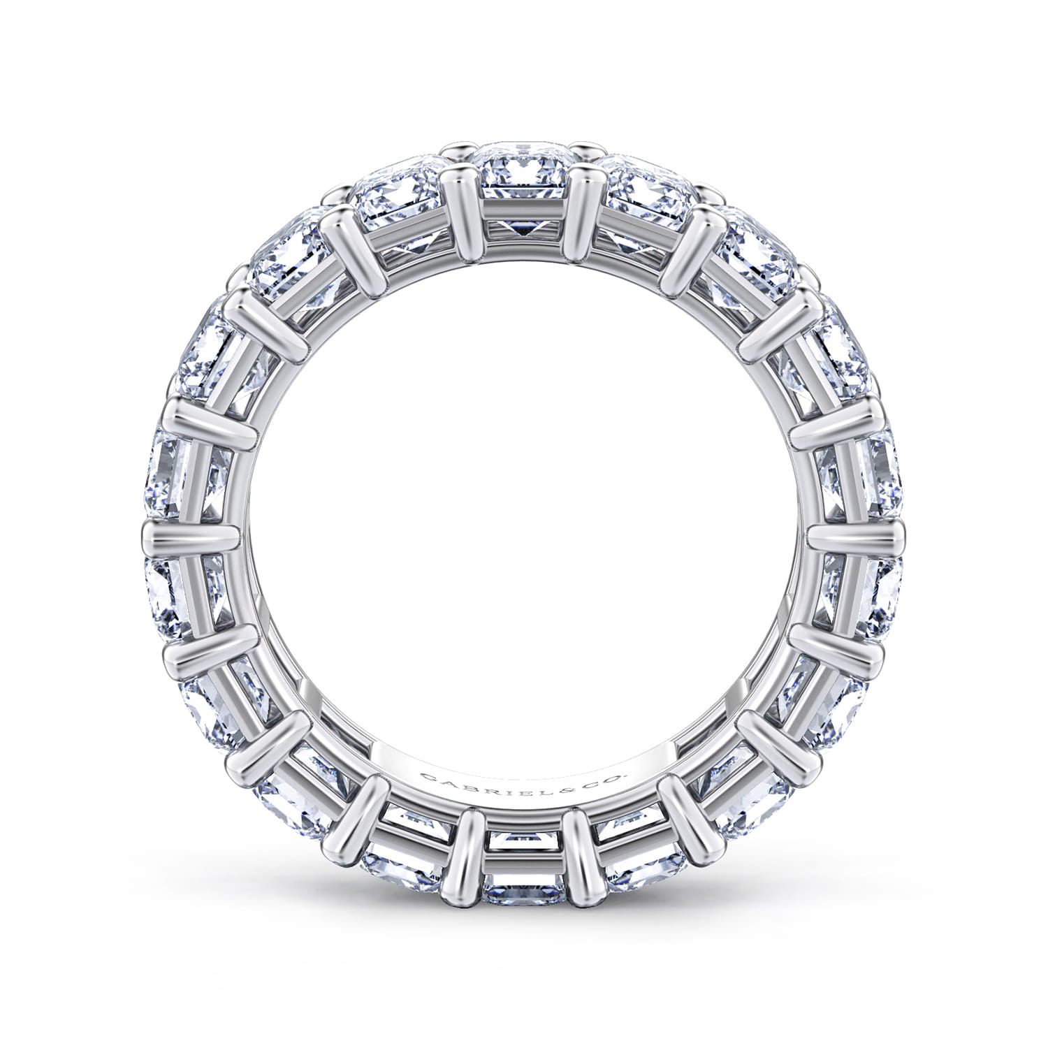 Eternity Band Wedding Ring in 14k White Gold with Emerald Cut Natural Diamond at Gabriel & Co. - Shot 2
