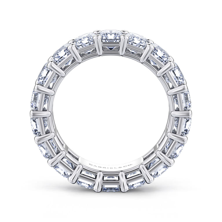 Eternity Band Wedding Ring in 14k White Gold with Emerald Cut Natural Diamond at Gabriel & Co. - Shot 2