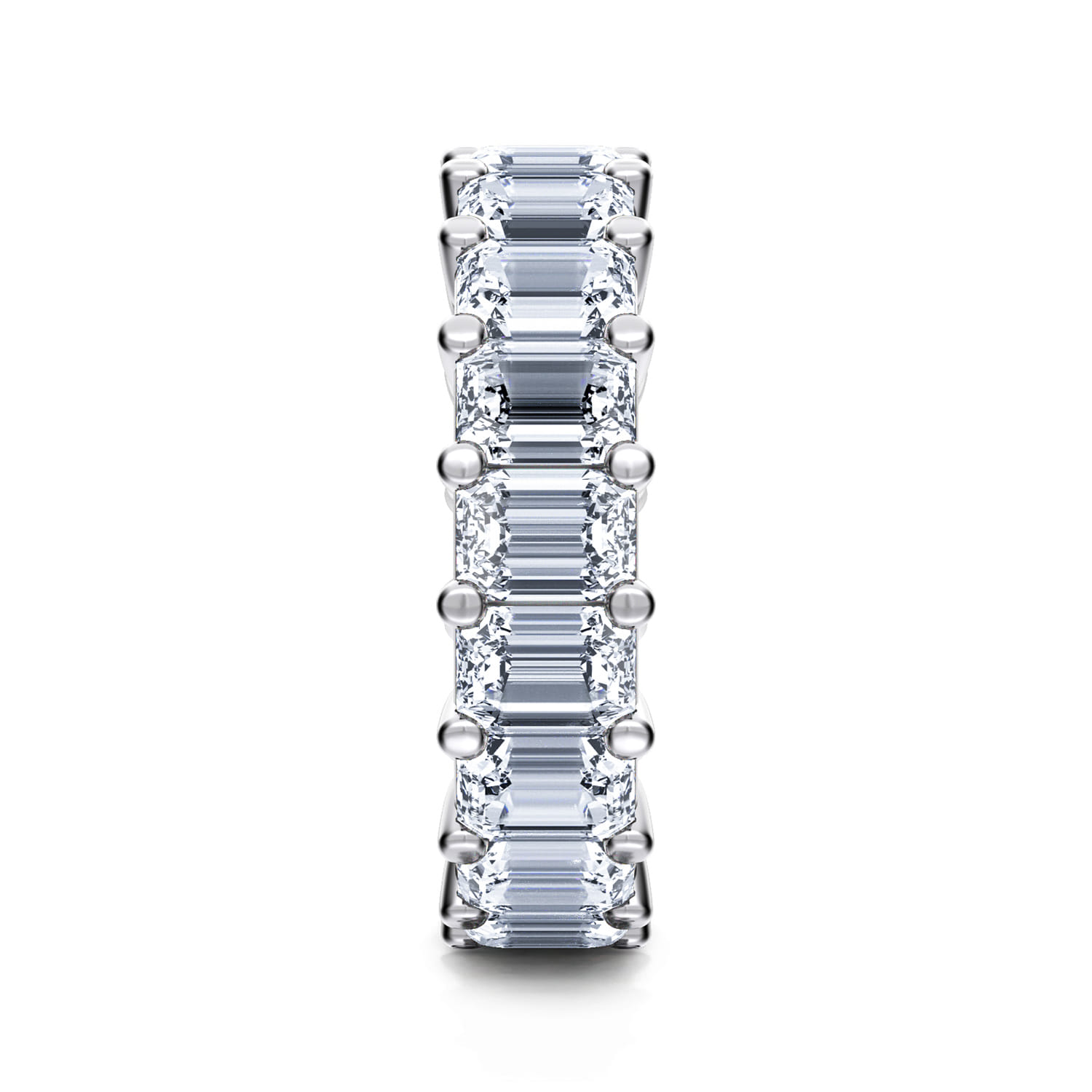 Eternity Band Wedding Ring in 14k White Gold with Emerald Cut Natural Diamond at Gabriel & Co. - Shot 4