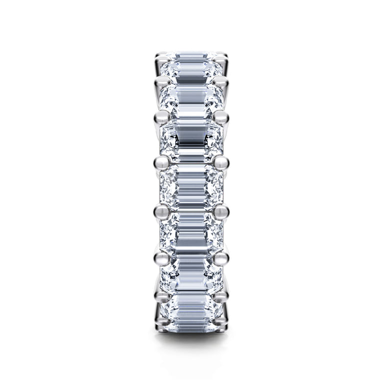 Eternity Band Wedding Ring in 14k White Gold with Emerald Cut Natural Diamond at Gabriel & Co. - Shot 4