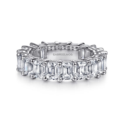 Evora - 14K White Gold Shared Prong Emerald Cut Diamond Eternity Band
