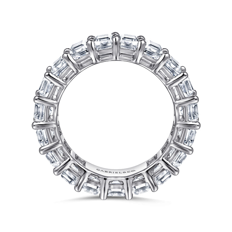 Eternity Band Wedding Ring in 14k White Gold with Emerald Cut Natural Diamond at Gabriel & Co. - Shot 2