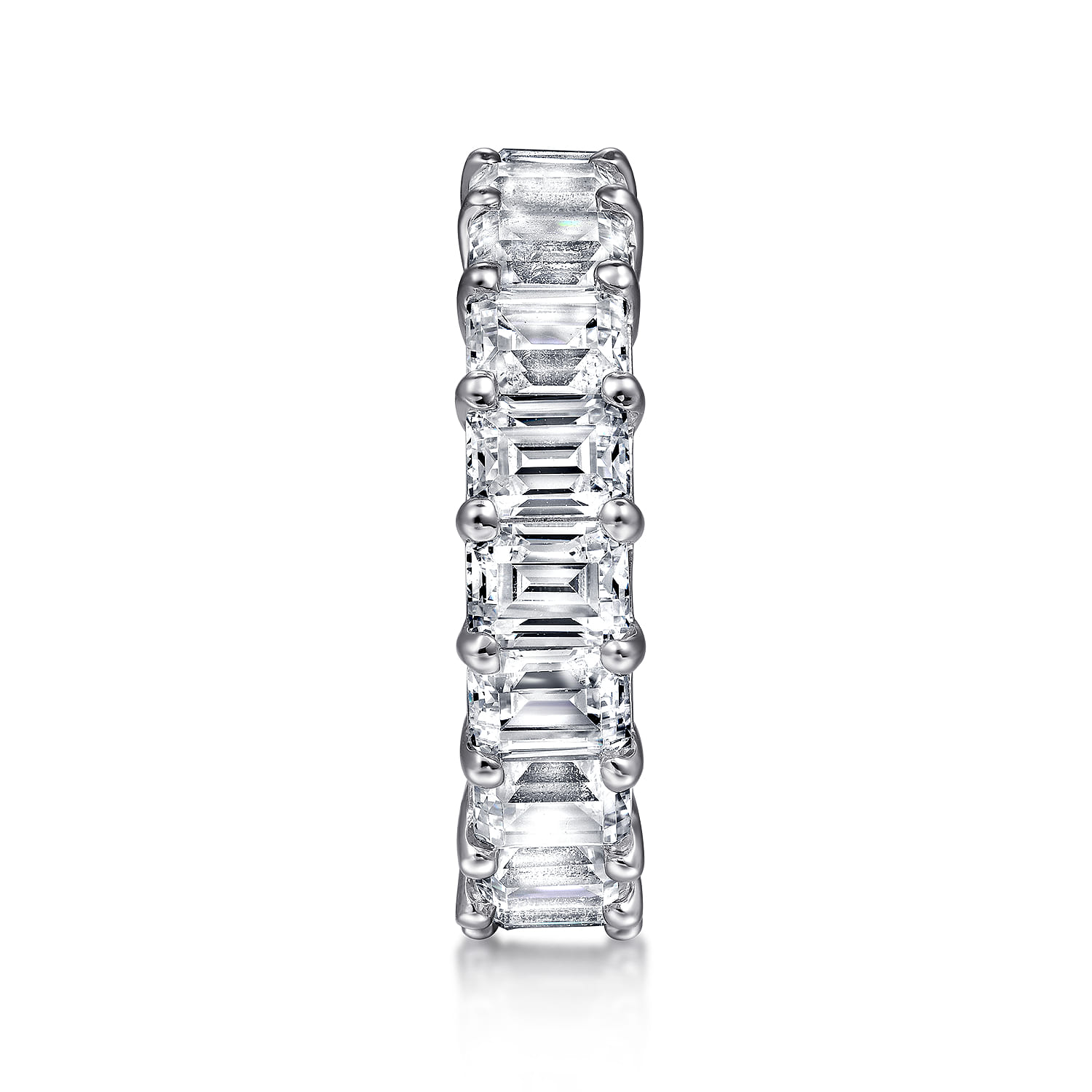 Eternity Band Wedding Ring in 14k White Gold with Emerald Cut Natural Diamond at Gabriel & Co. - Shot 4