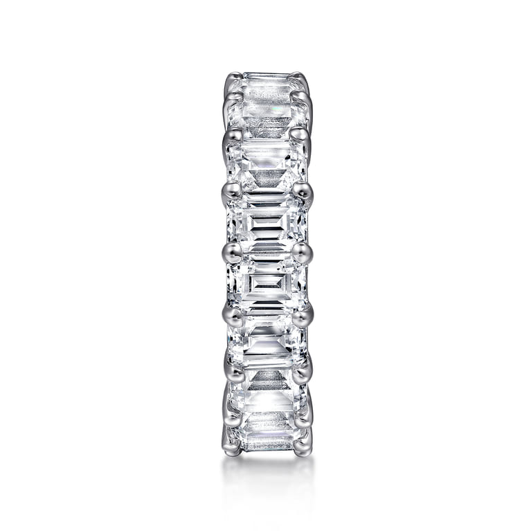Eternity Band Wedding Ring in 14k White Gold with Emerald Cut Natural Diamond at Gabriel & Co. - Shot 4