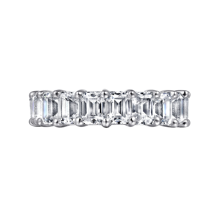Eternity Band Wedding Ring in 14k White Gold with Emerald Cut Natural Diamond at Gabriel & Co. - Shot 5
