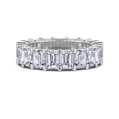 Evora - 14K White Gold Shared Prong Emerald Cut Diamond Eternity Band