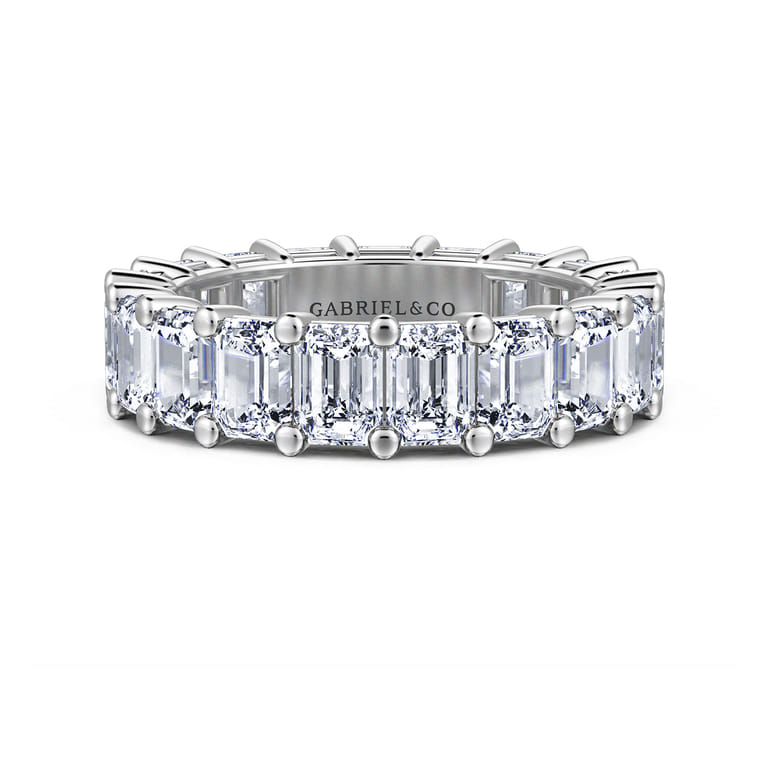 Eternity Band Wedding Ring in 14k White Gold with Emerald Cut Natural Diamond at Gabriel & Co. - Shot 1