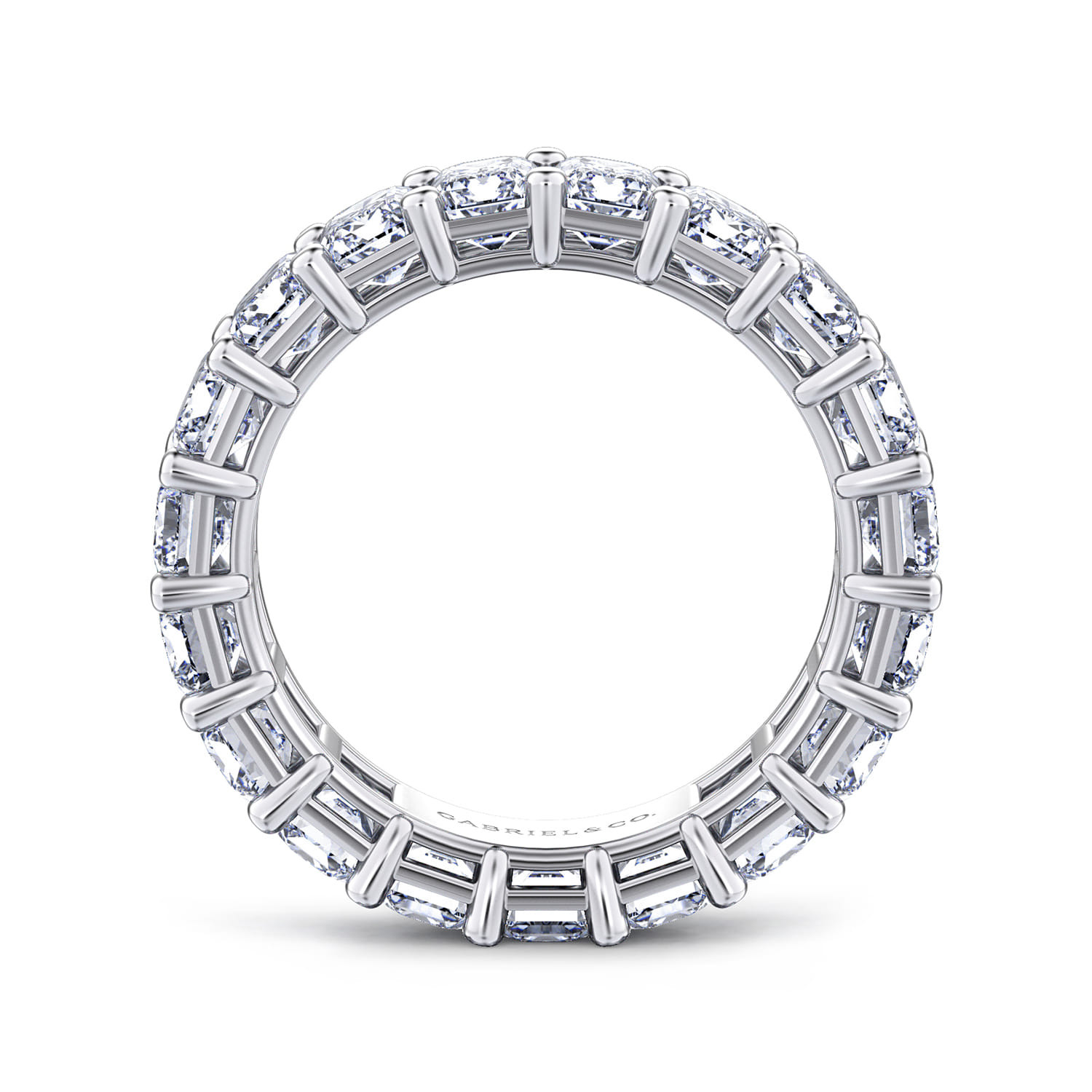 Eternity Band Wedding Ring in 14k White Gold with Emerald Cut Natural Diamond at Gabriel & Co. - Shot 2