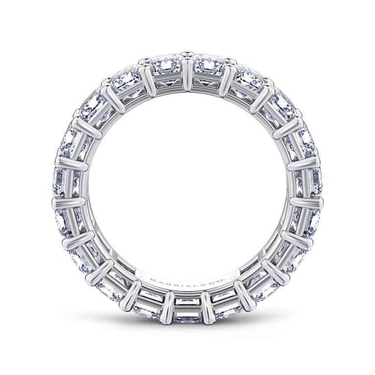 Eternity Band Wedding Ring in 14k White Gold with Emerald Cut Natural Diamond at Gabriel & Co. - Shot 2