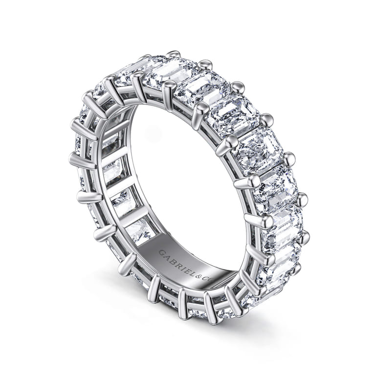 Eternity Band Wedding Ring in 14k White Gold with Emerald Cut Natural Diamond at Gabriel & Co. - Shot 3