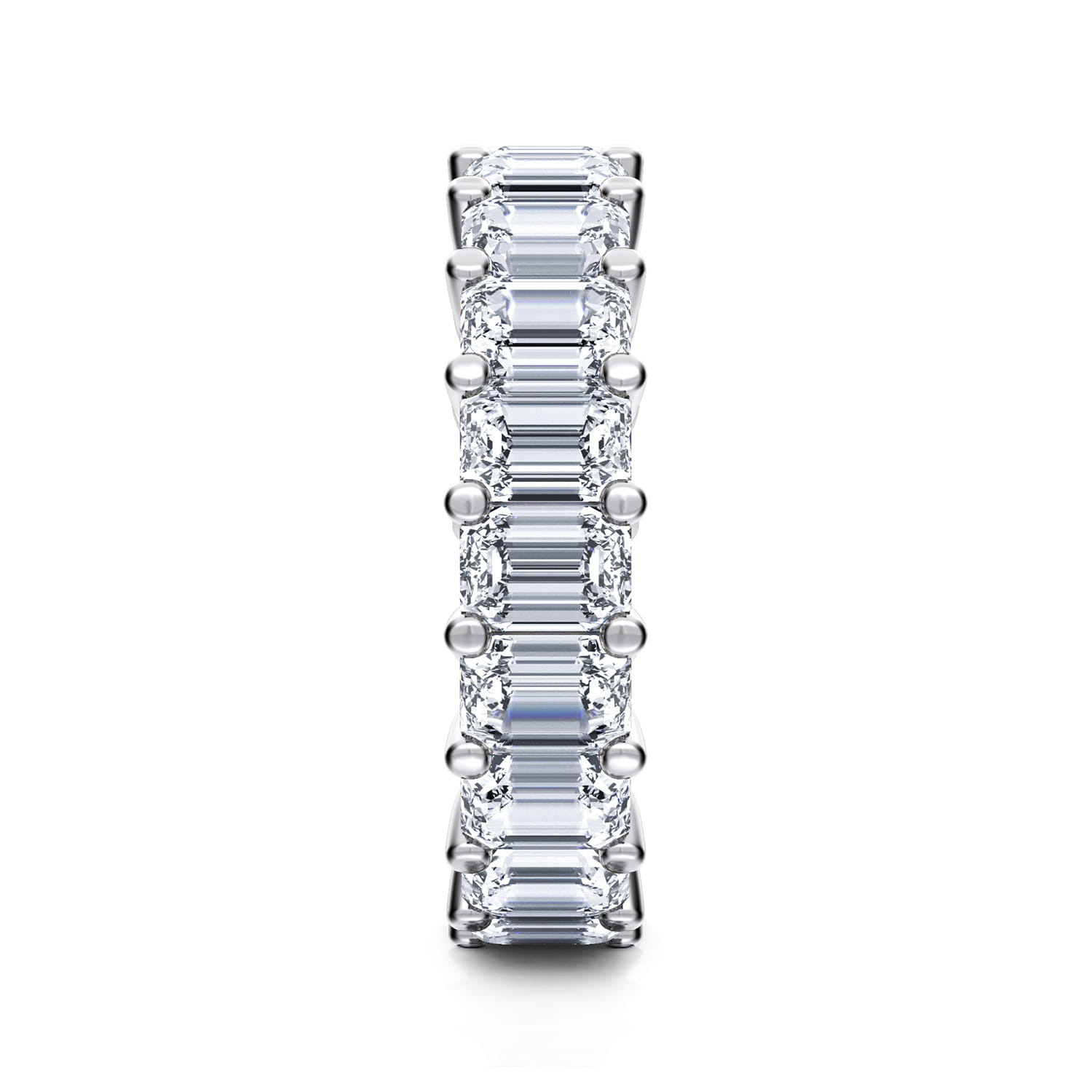 Eternity Band Wedding Ring in 14k White Gold with Emerald Cut Natural Diamond at Gabriel & Co. - Shot 4