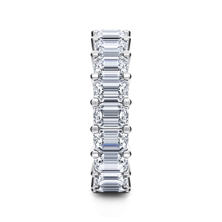 Eternity Band Wedding Ring in 14k White Gold with Emerald Cut Natural Diamond at Gabriel & Co. - Shot 4