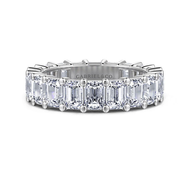 Eternity Band Wedding Ring in 14k White Gold with Emerald Cut Natural Diamond at Gabriel & Co. - Shot 1