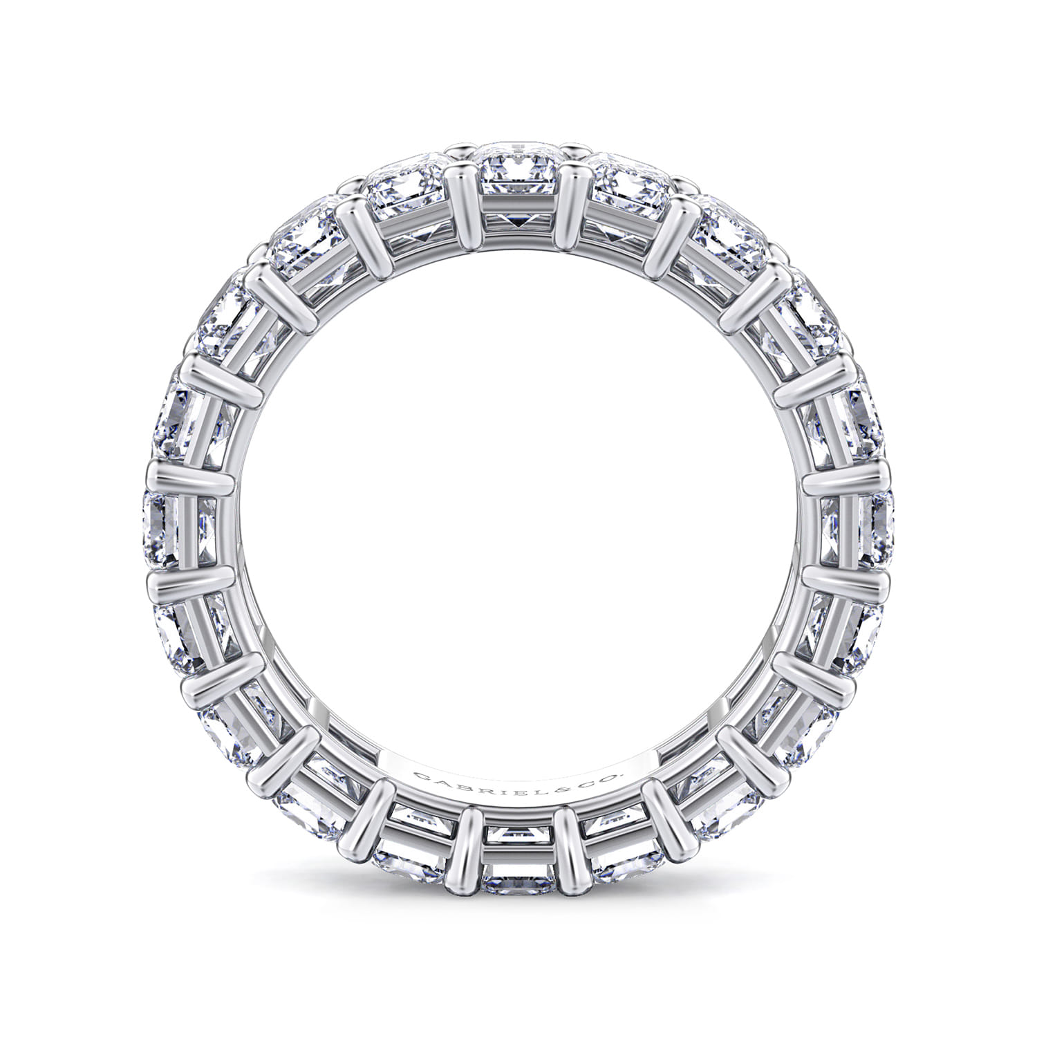 Eternity Band Wedding Ring in 14k White Gold with Emerald Cut Natural Diamond at Gabriel & Co. - Shot 2