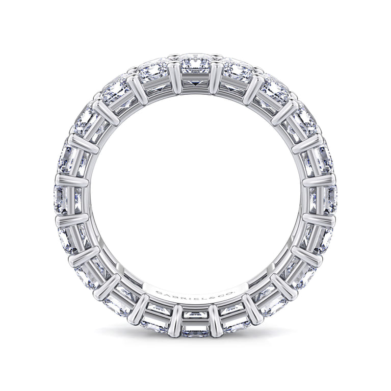 Eternity Band Wedding Ring in 14k White Gold with Emerald Cut Natural Diamond at Gabriel & Co. - Shot 2