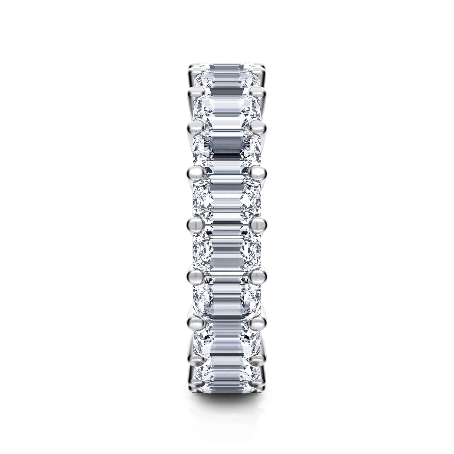 Eternity Band Wedding Ring in 14k White Gold with Emerald Cut Natural Diamond at Gabriel & Co. - Shot 4