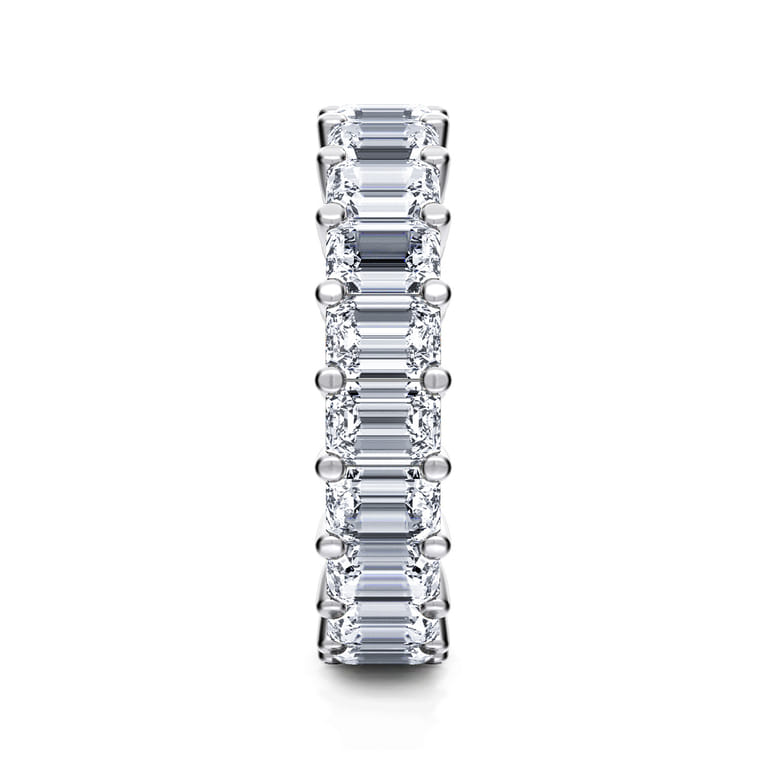 Eternity Band Wedding Ring in 14k White Gold with Emerald Cut Natural Diamond at Gabriel & Co. - Shot 4