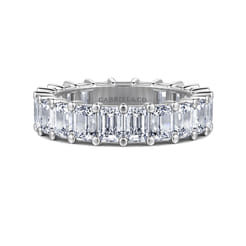 Evora - 14K White Gold Shared Prong Emerald Cut Diamond Eternity Band