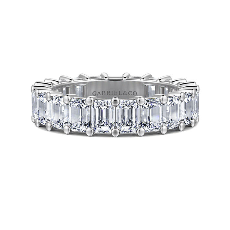 Eternity Band Wedding Ring in 14k White Gold with Emerald Cut Natural Diamond at Gabriel & Co. - Shot 1