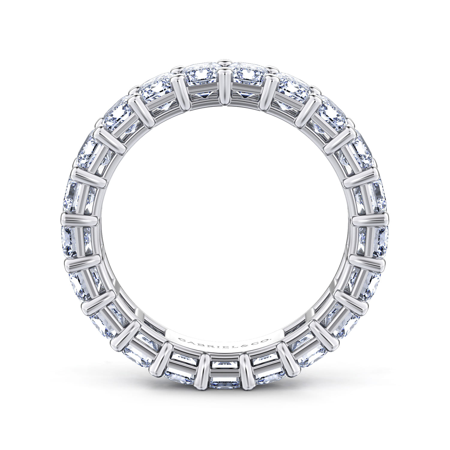 Eternity Band Wedding Ring in 14k White Gold with Emerald Cut Natural Diamond at Gabriel & Co. - Shot 2