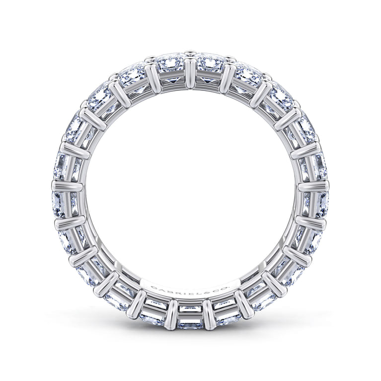 Eternity Band Wedding Ring in 14k White Gold with Emerald Cut Natural Diamond at Gabriel & Co. - Shot 2