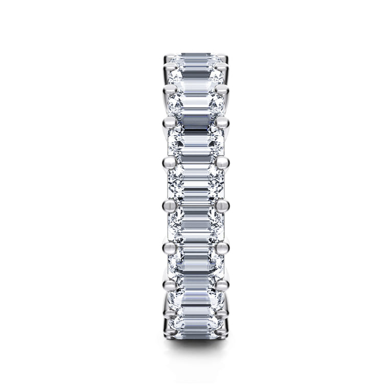 Eternity Band Wedding Ring in 14k White Gold with Emerald Cut Natural Diamond at Gabriel & Co. - Shot 4