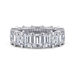 14K White Gold Shared Prong Emerald Cut Diamond Eternity Band