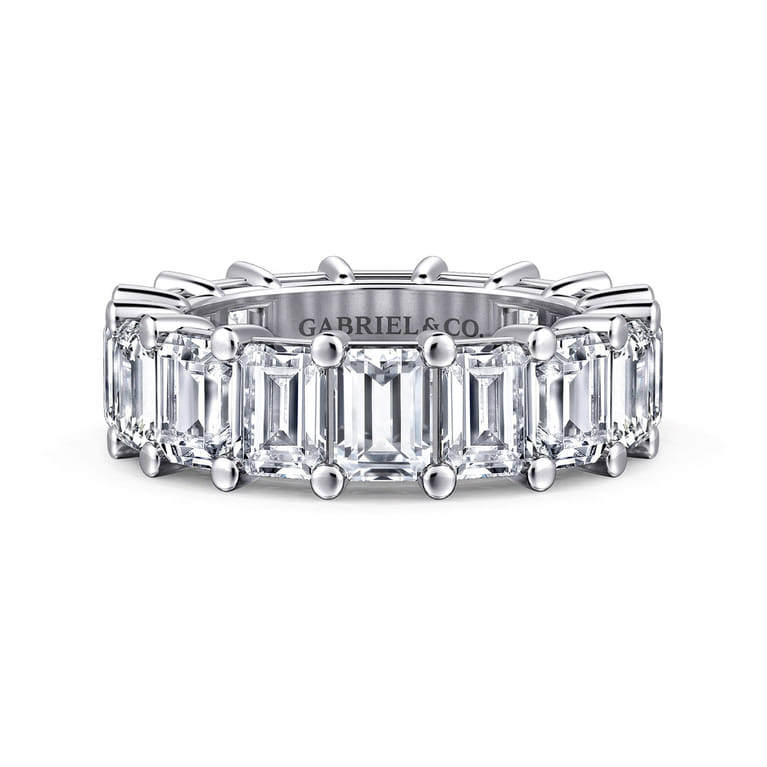Eternity Band Wedding Ring in 14k White Gold with Emerald Cut Natural Diamond at Gabriel & Co. - Shot 1