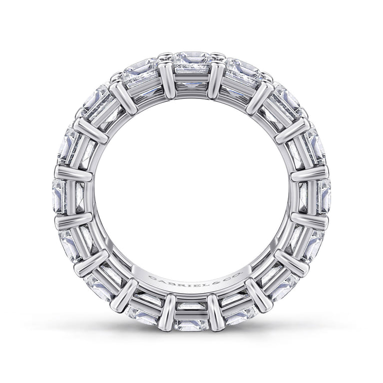 Eternity Band Wedding Ring in 14k White Gold with Emerald Cut Natural Diamond at Gabriel & Co. - Shot 2