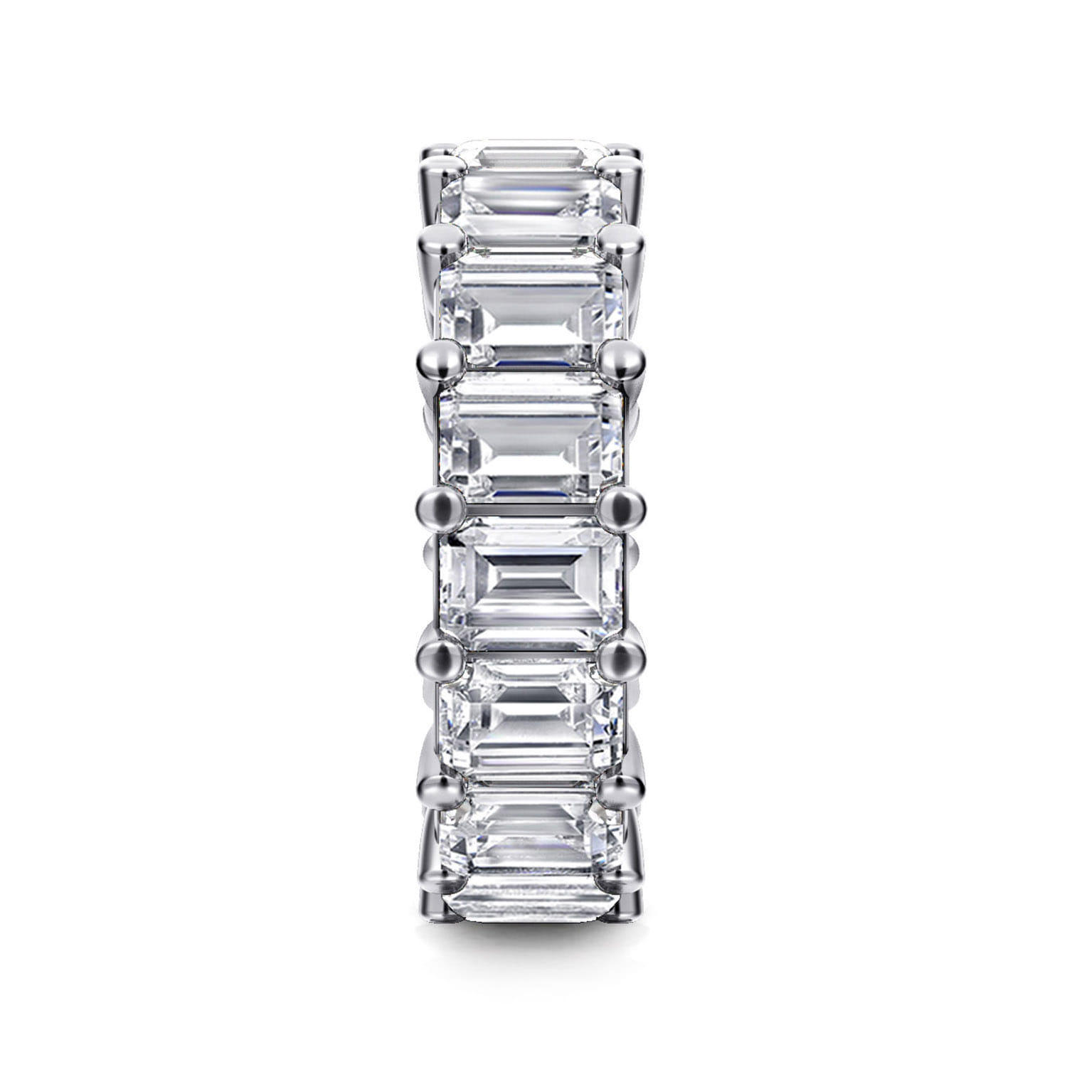Eternity Band Wedding Ring in 14k White Gold with Emerald Cut Natural Diamond at Gabriel & Co. - Shot 4
