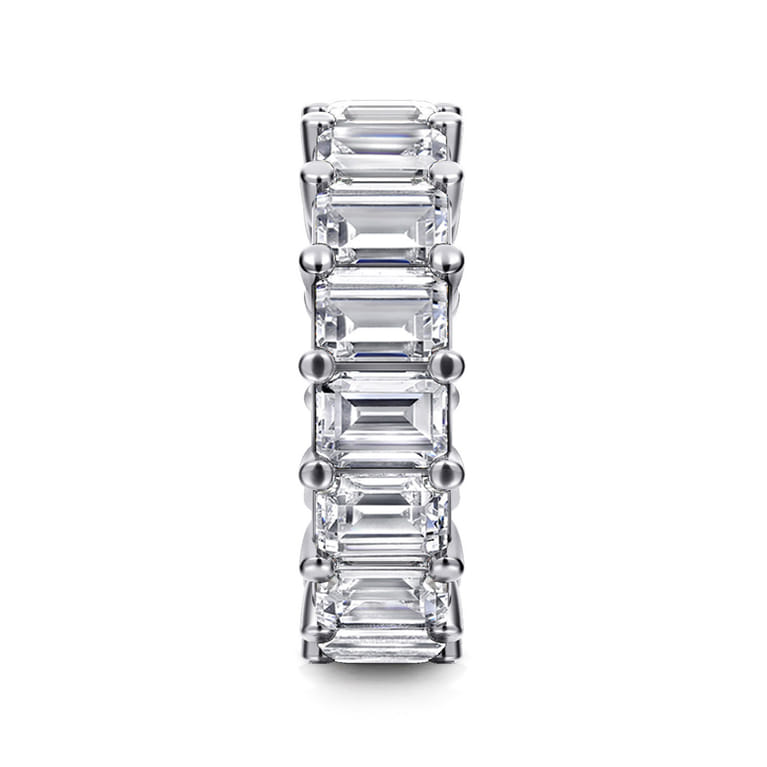 Eternity Band Wedding Ring in 14k White Gold with Emerald Cut Natural Diamond at Gabriel & Co. - Shot 4