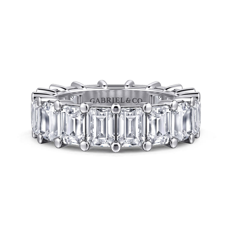 Eternity Band Wedding Ring in 14k White Gold with Emerald Cut Natural Diamond at Gabriel & Co. - Shot 1